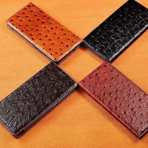 Miniatura 2 de HEPUP Funda abatible para Apple iPhone 13 Pro 2021 61 pulgadas funda magnética de cuero con textura de avestruz tarjetero soporte color marrón