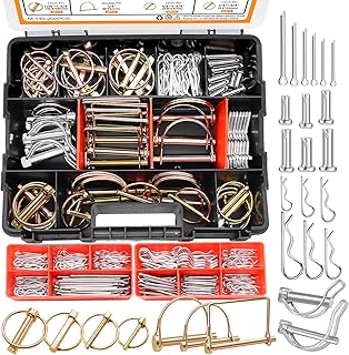 mankk 270PCS Heavy Duty Hitch Pins Clip Pins 3 Point Assortment Kit Tractor Pins Linch Pins PTO Pins R Clip Pins Hair Pins,for Farm Tractors Trailers Trucks Attachments Lawn Mowers