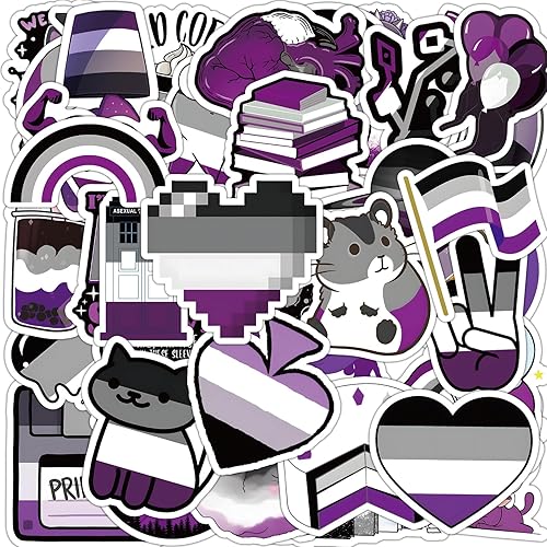 MEPLUM Calcomanías de orgullo asexual, 60 unidades de calcomanías de orgullo asexual a granel para cosas de orgullo asexual, vinilo impermeable