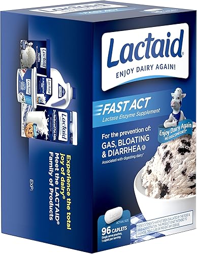 Miniatura 11 de Lactaid Comprimidos de intolerancia a la lactosa de acción rápida con enzima lactasa, alivio lácteo de gases, hinchazón y diarrea, 9000 píldoras FCC