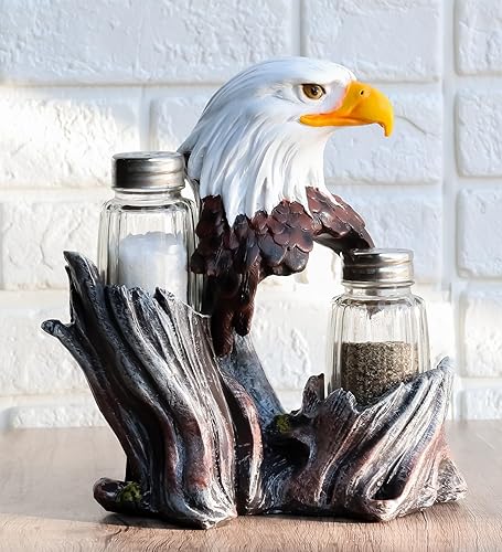 Miniatura 6 de Ebros Gift Patriótico Americano Águila Calva Salero y Pimentero Salero Estatuilla Decoración 7 "H Águilas Aves De Presa Rey De Los Cielos Alas De