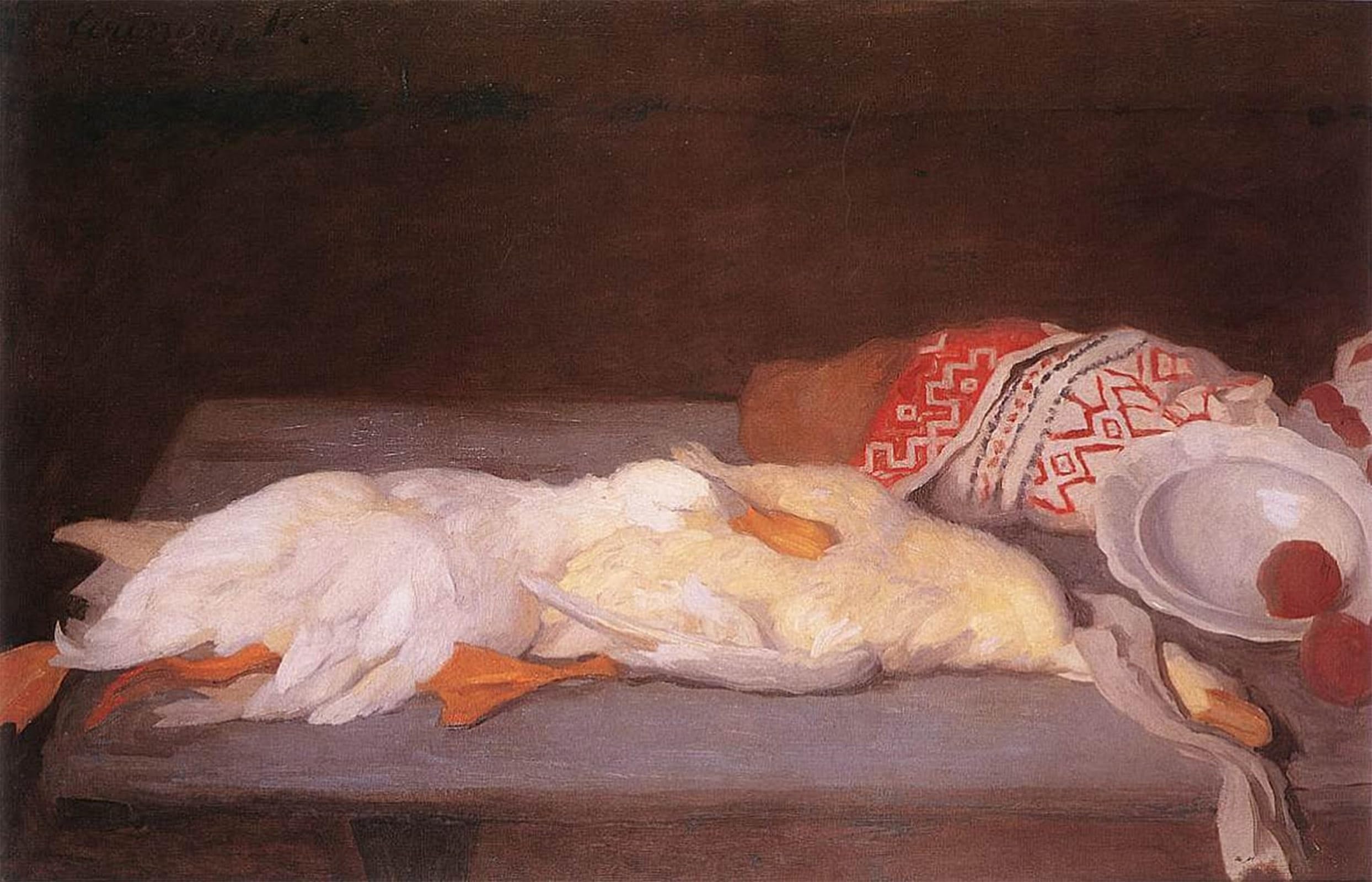 SERENDIPITP Abstract Painting Mural Print Picture Wall Decor Painting Still-life with Duck by Károly Ferenczy Vintage Wall Artwork for Home Decor 60x90cm