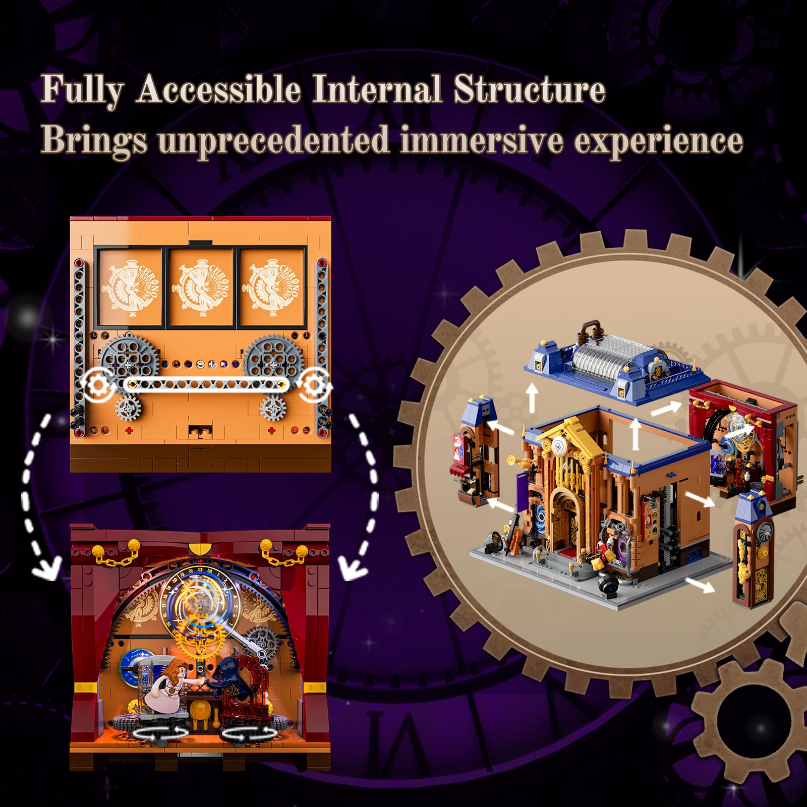 Lumibricks Steampunk Zeit-Opernhaus LED Klemmbausteine Set – 2810 Teile Viktorianisches Theater Modell mit 4 Lichtmodi, modulares Schnellbau-System, Sammler- und Display-Modell für Erwachsene - 2