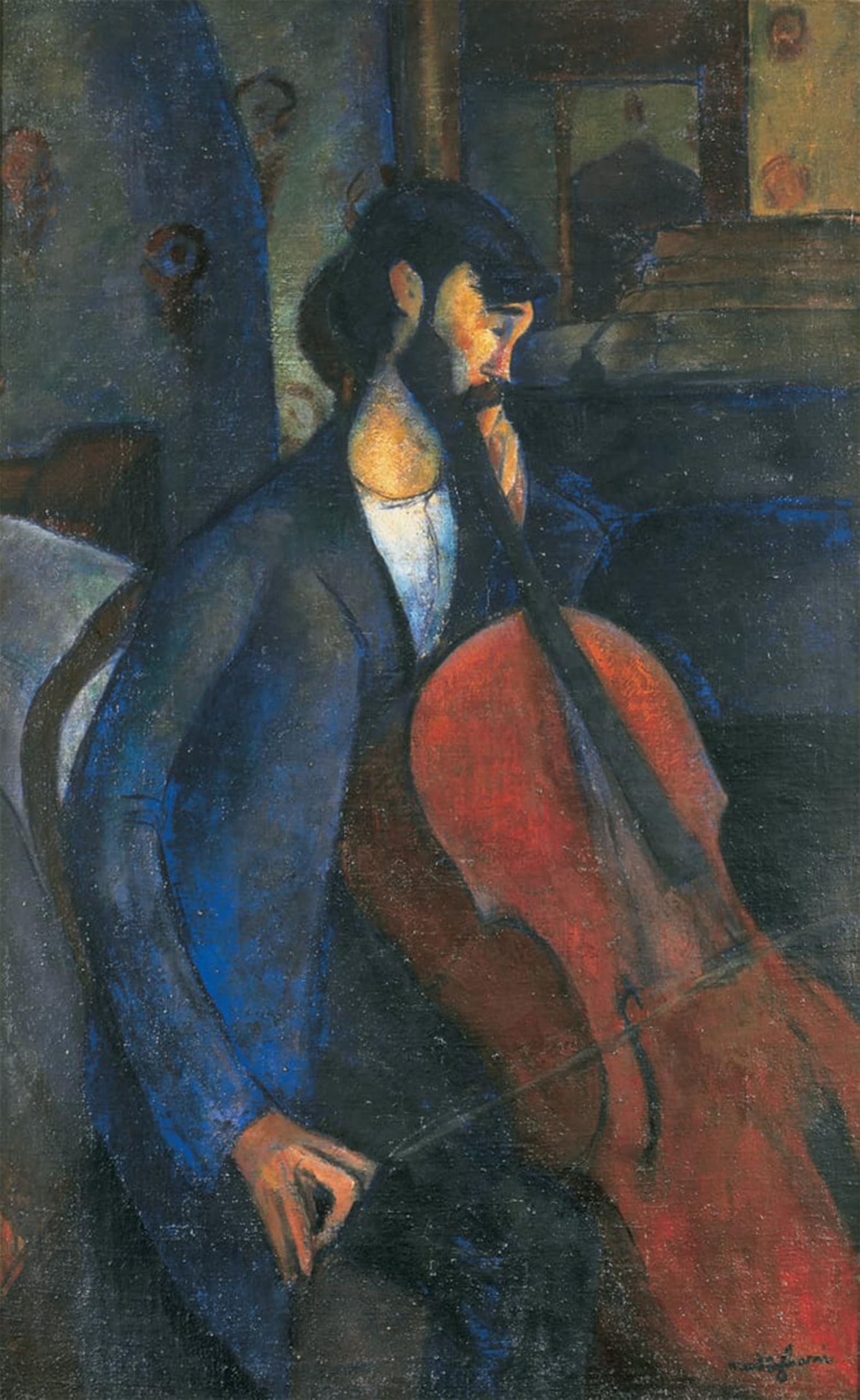 SERENDIPITP Retro Picture Poster Wall Art Pictures Painting the Violoncellist by Amedeo Modigliani Wall Art Canvas Print for Wall Decor 60x90cm