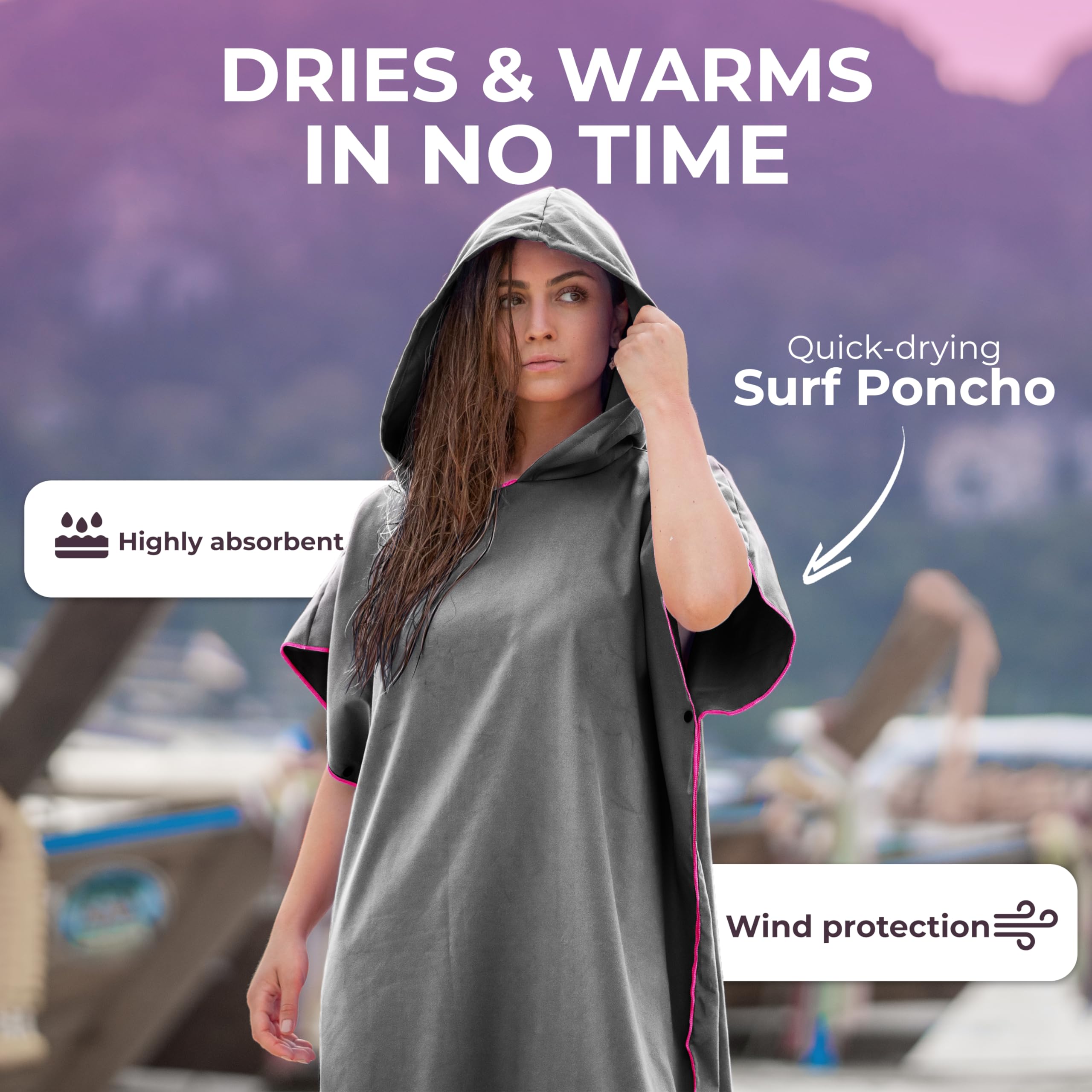 COSYWAVES Surf poncho | badponcho | handdoek poncho met capuchon | dames heren en jongeren | ultralicht en sneldrogend | warm | ademend, rood, S