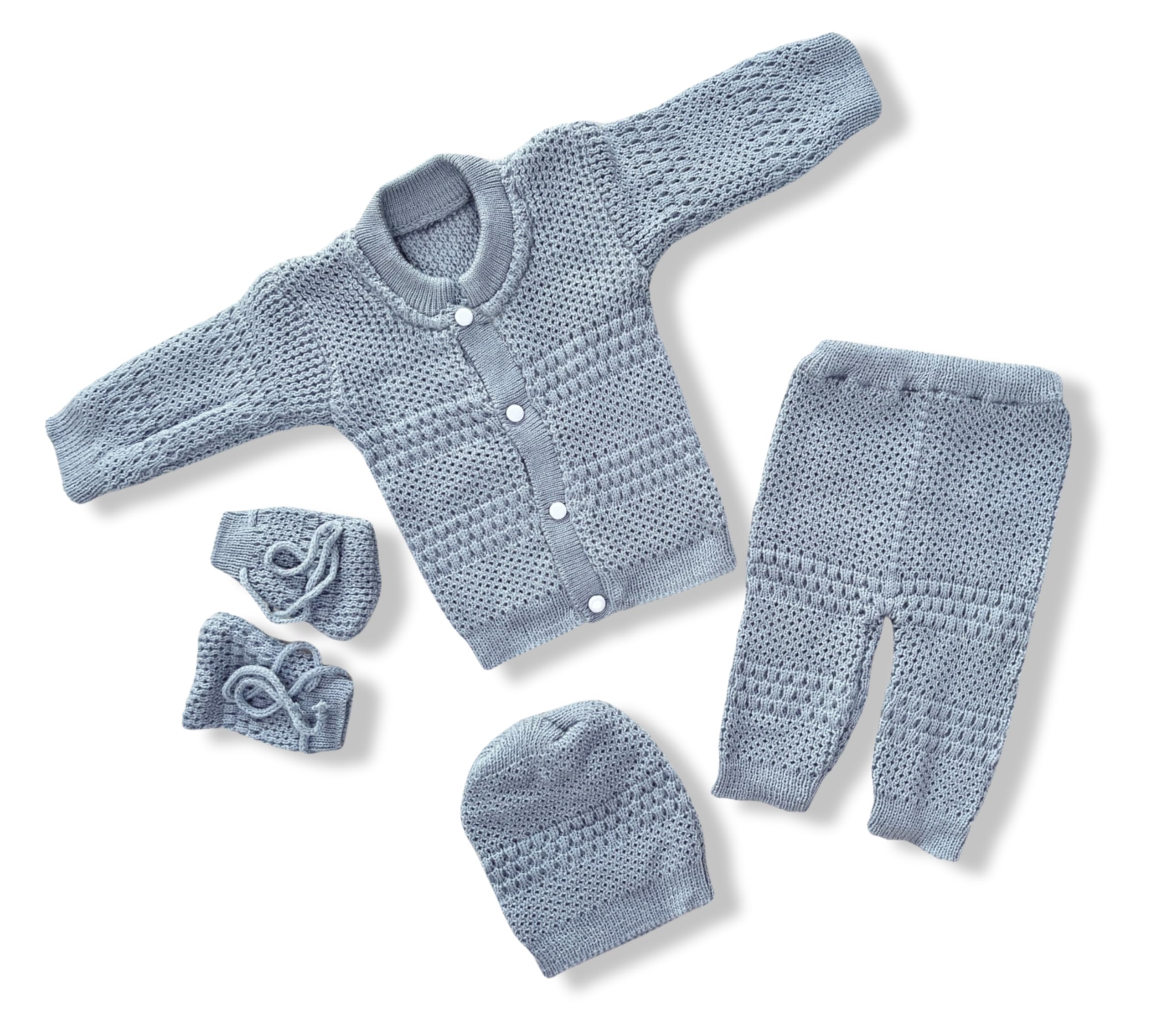 CHAUDHARY Traders Soft Woolen Lightweight Sweater for New Born Baby Boy and Girls | Lightweight Sweater, Trouser, Cap, Socks Combo | Warm Clothes(0-9 Months)