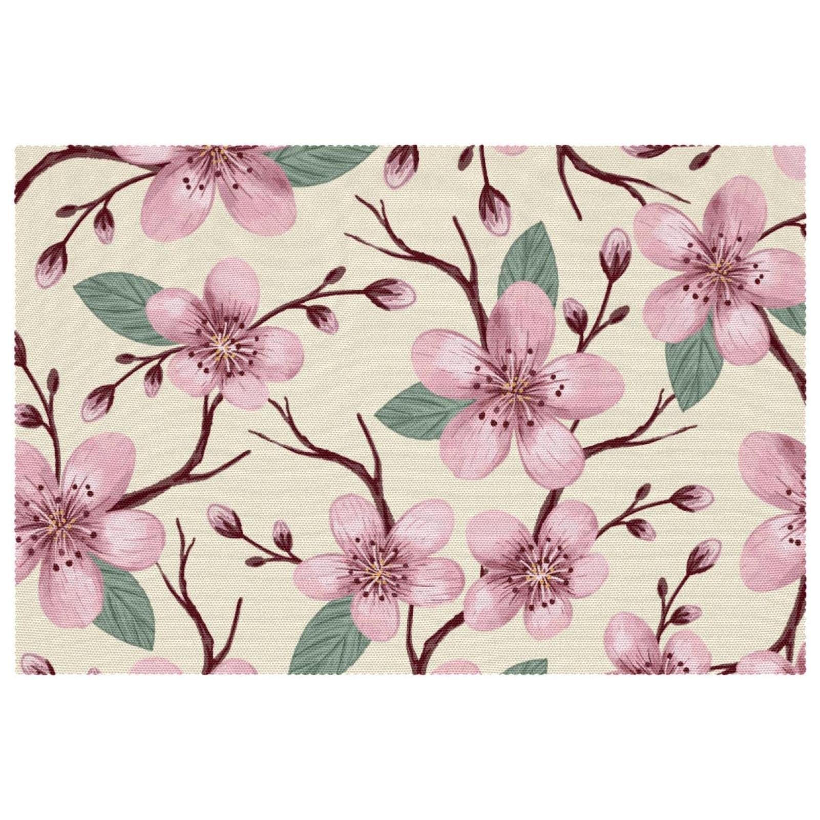 Lot de 6 sets de table fleurs de cerisier antidérapants de repas