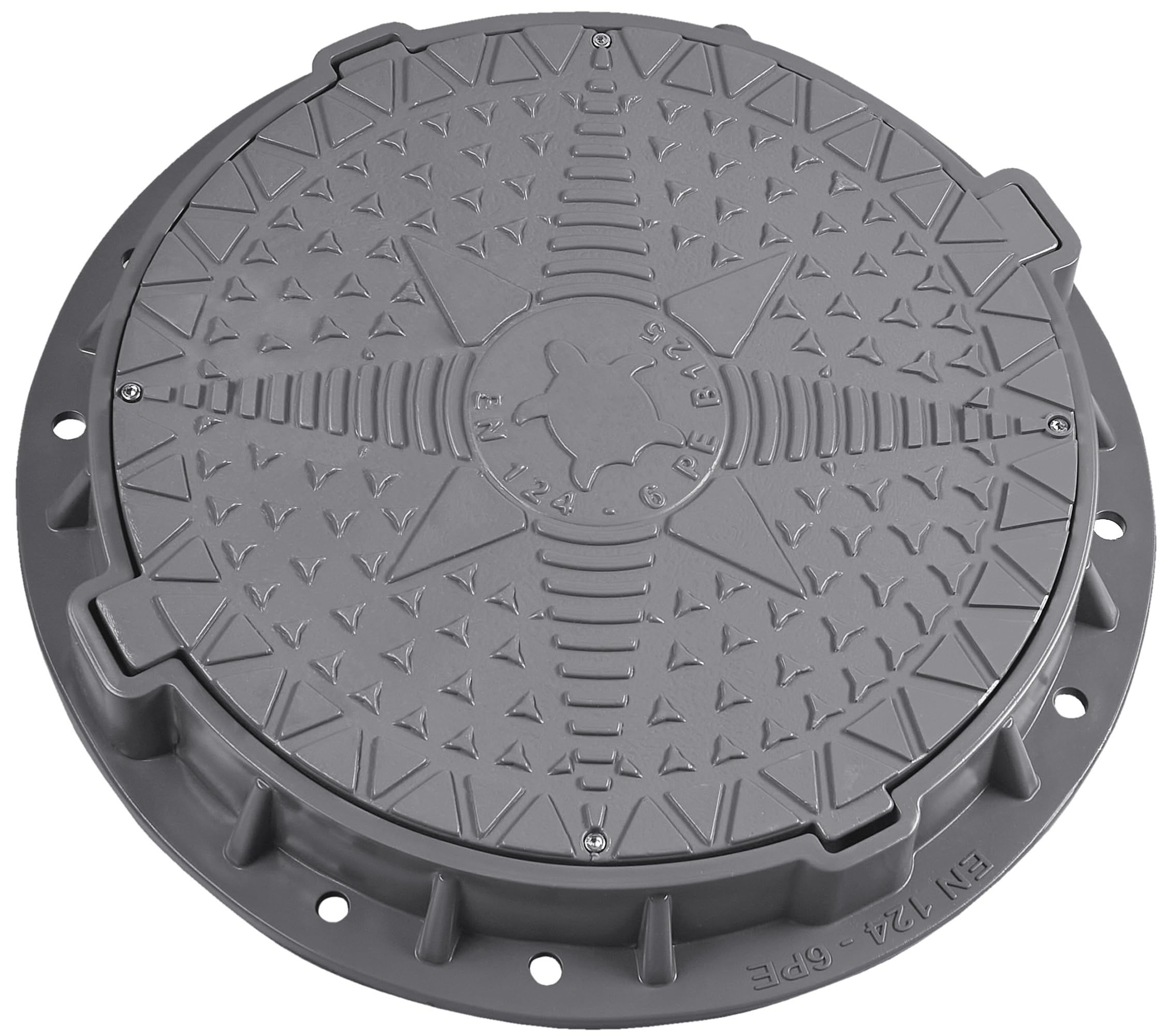BABYLONPLAST Pokrywa włazu Ø 600/800, obciążenie do 12,5 t (125 kN), tworzywo sztuczne, okrągła pokrywa włazu do kanału B125, obciążalność na mróz i wysoką temperaturę, system bezpieczeństwa EN - 124