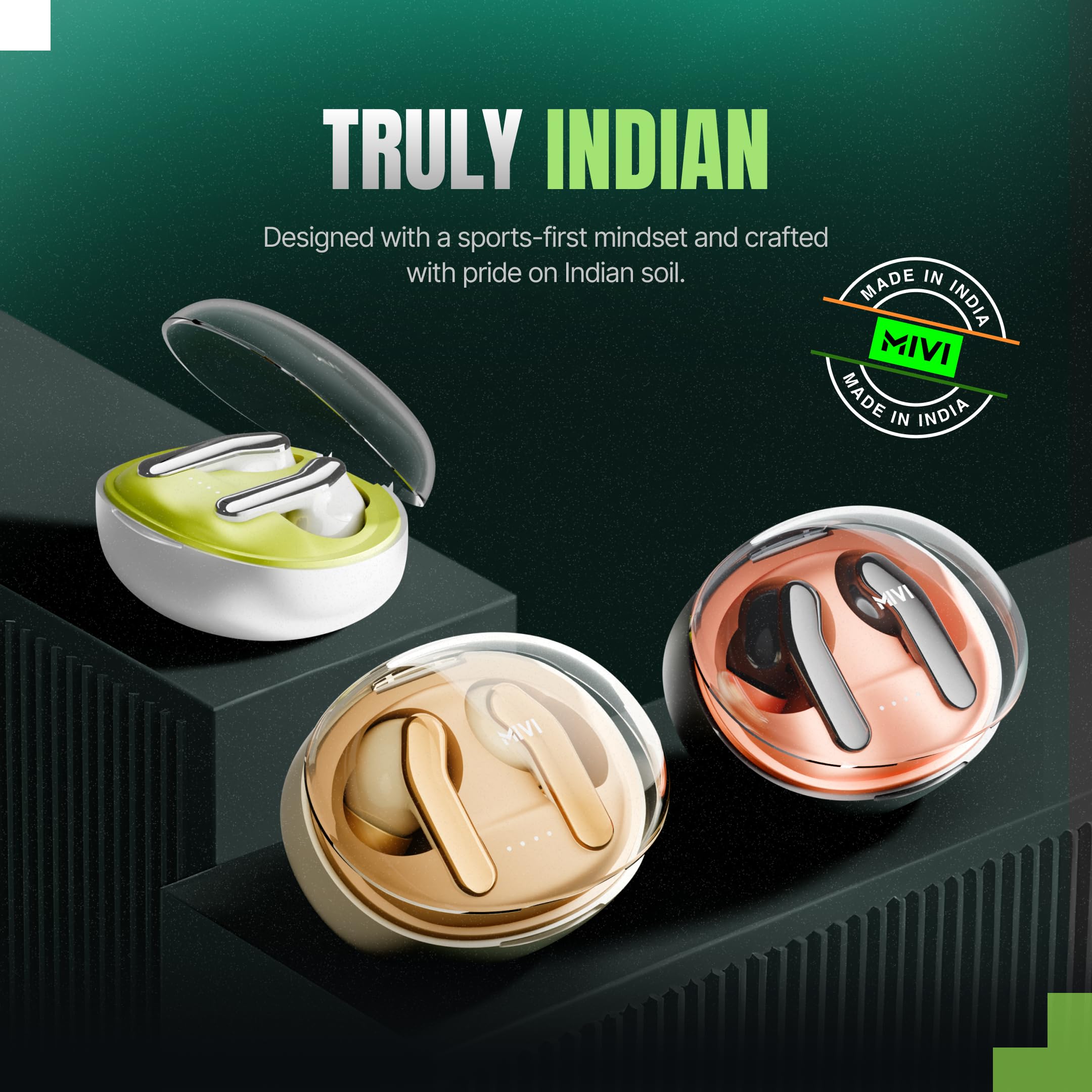Mivi DuoPods Infinity True Wireless Earbuds, 70H Playtime, 3D Soundstage, AI-ENC HD Calls, 13mm Drivers, AAC Audio, Bluetooth 5.3, IPX4, Made in India — Amazon image 8