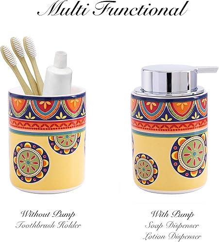 Miniatura 3 de Bico Dispensador de jabón tunecino de cerámica de 12 onzas con bomba extraíble, ideal para cocina, baño, loción y aceite esencial