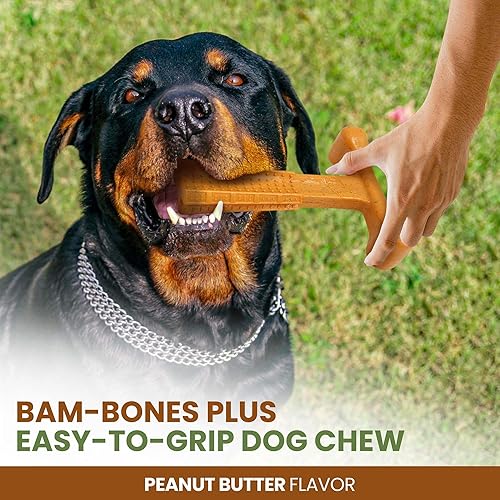 Miniatura 6 de SPOT Bam-Bones Plus T Bone - Fibra de bambú y nailon, masticable duradero para perros masticadores agresivos - Juguete para perros y cachorros de