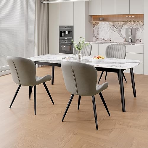 Miniatura 3 de Nalupatio Juego de 4 sillas de comedor, modernas sillas de comedor con respaldo cómodo, sillas de cocina tapizadas gruesas, 19 pulgadas de altura