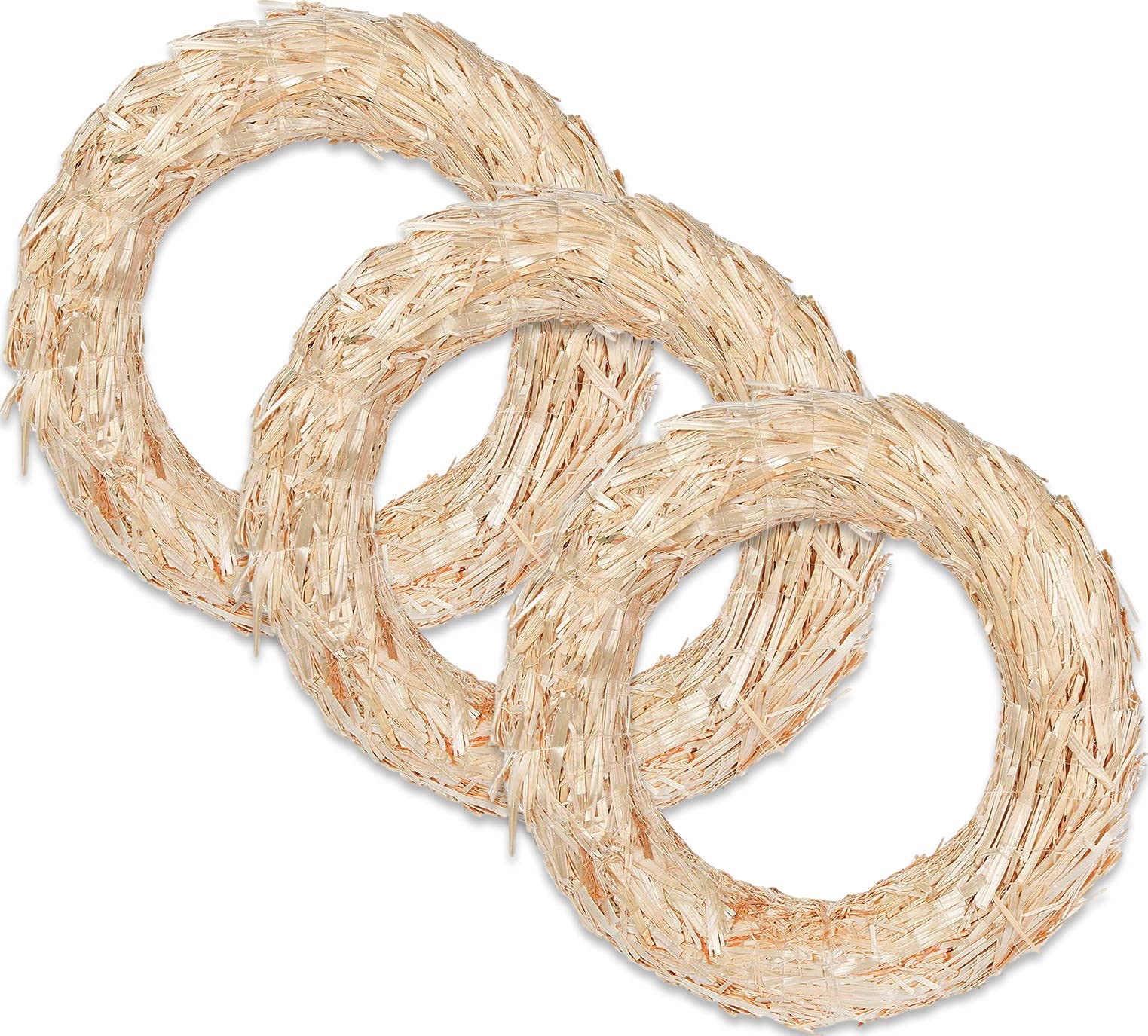 Carbeth Plants Beige Straw Wreath Bases For Handicrafts – Pack Of 3 Straw Wreath Bases - 25Cm Diameter - Ideal For Floral Design, Table Centrepieces Or Home Décor
