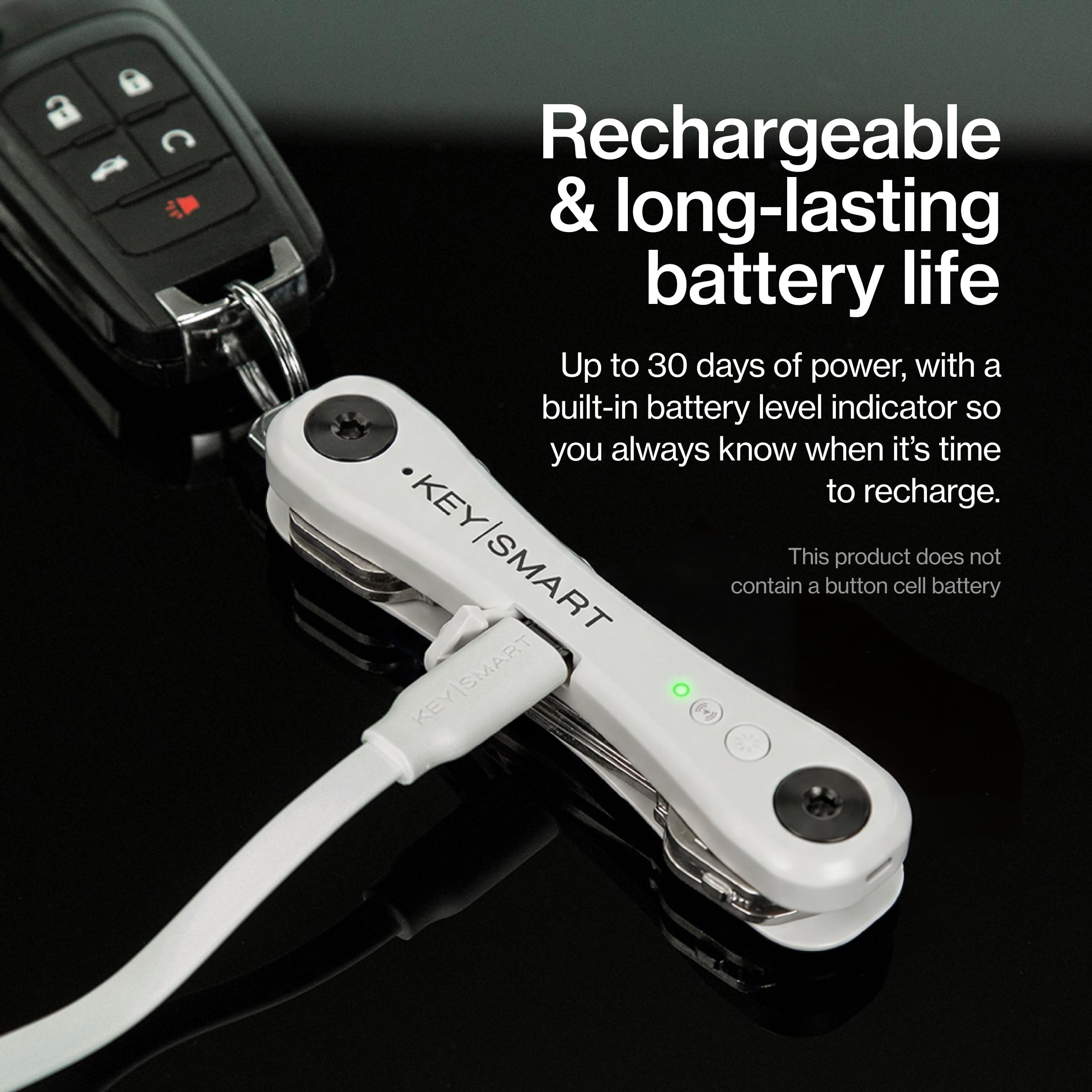 KeySmart iPro Localisateur de clés avec son, porte-clés, compatible avec Apple Find My App, organisateur de clés, suivi de porte-clés compact sans encombrement, batterie rechargeable (jusqu'à 14 clés