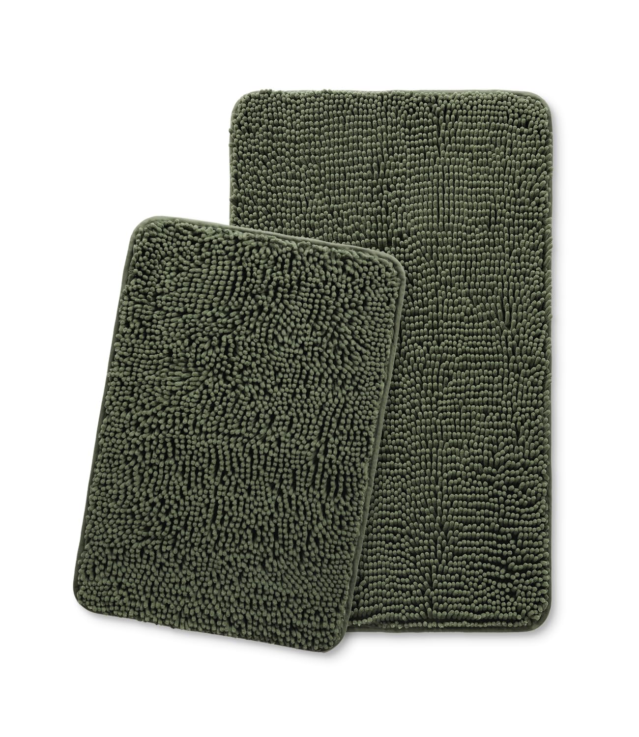 Yeaban Bathroom Rugs Sets 2 Piece,Thick Chenille Bath Mats,Absorbent and Washable Bath Rug Non-Slip, Extra Soft Rugs for Bathroom Floor,Tub,Shower and Sink(17"x24" and 20"x32",Olive Green)