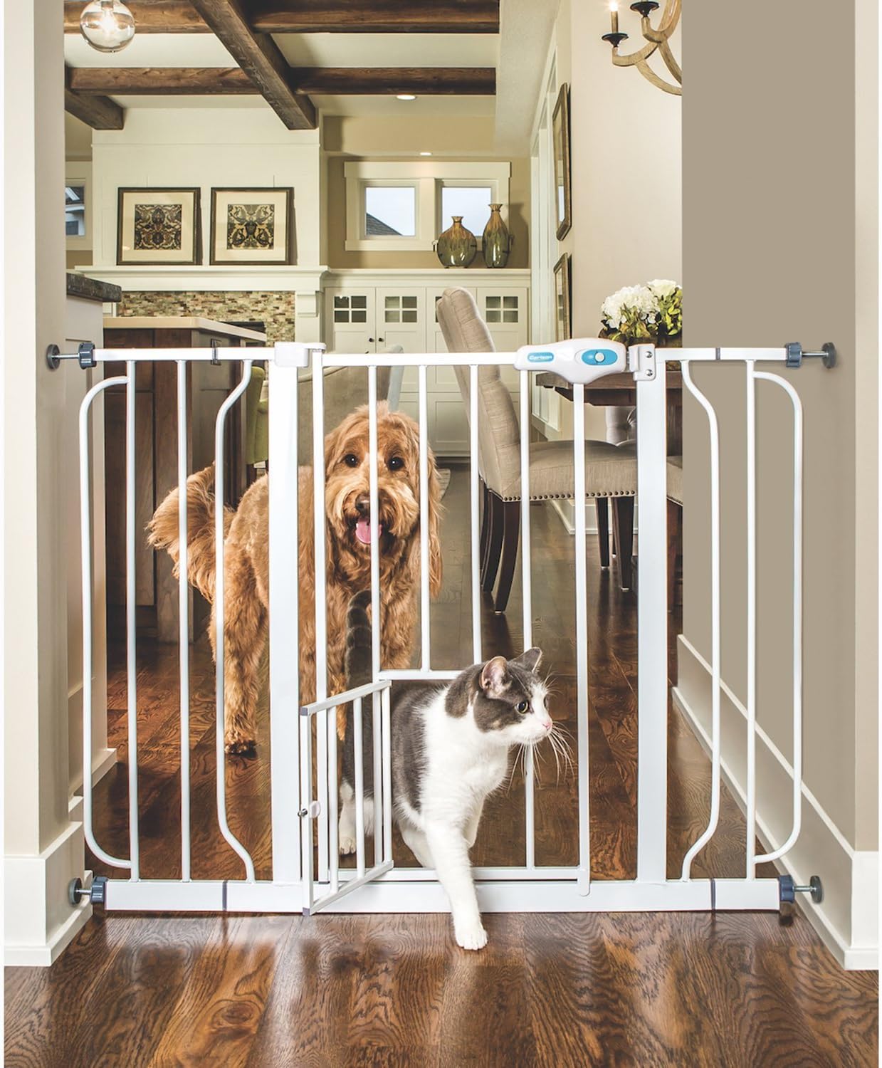 CARLSON PET GATES 916039 Extra Wide Walk Through Gate with Pet Door