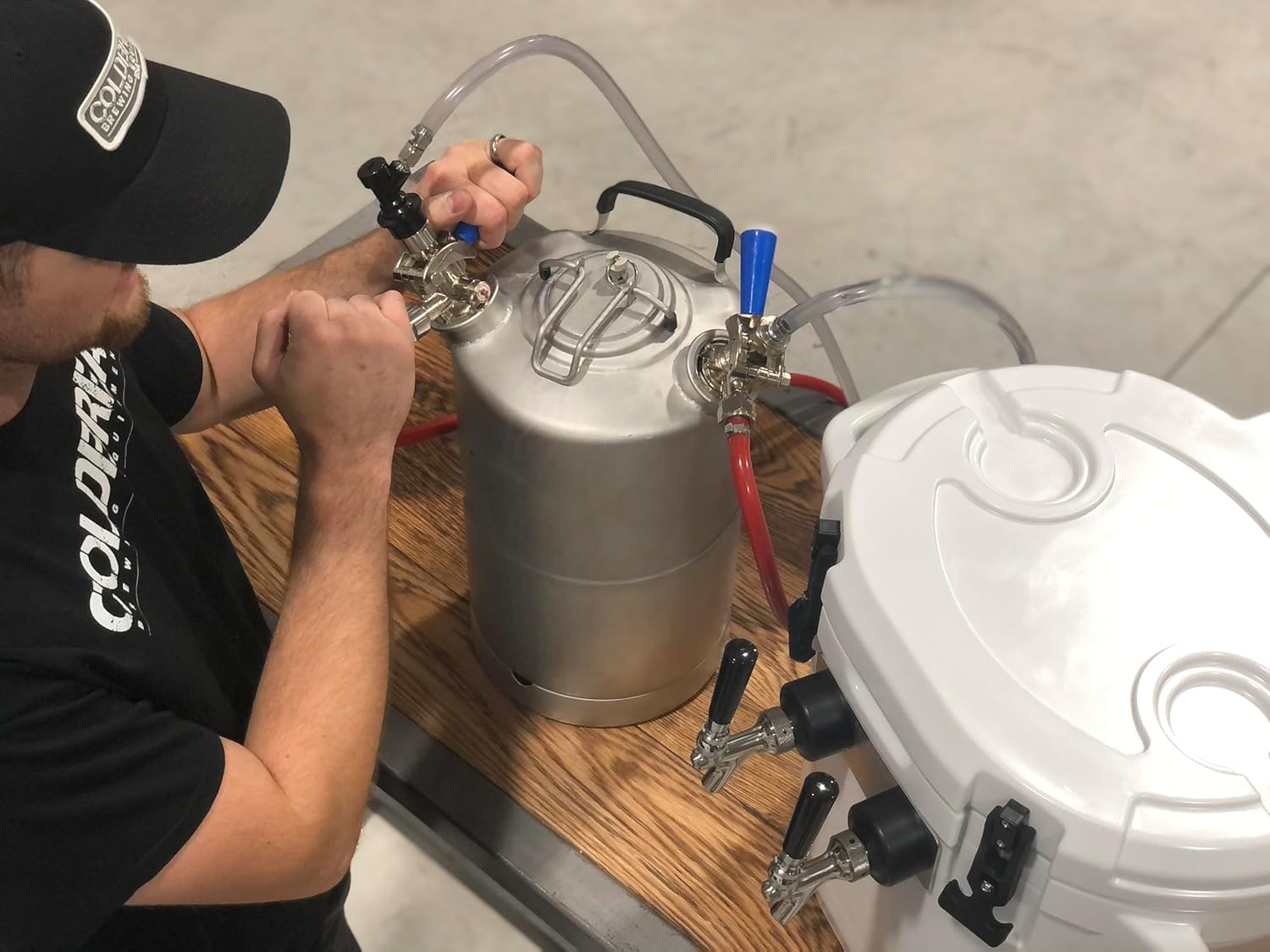 Coldbreak Beer Cleaning Keg - 4 Gallon Stainless Steel Cleaning Keg with Dual D Coupler - Kegerator Cleaning Kit and Beer Line Cleaning Kit - Draft Beer Line Cleaner for Home Bar and Commercial Use