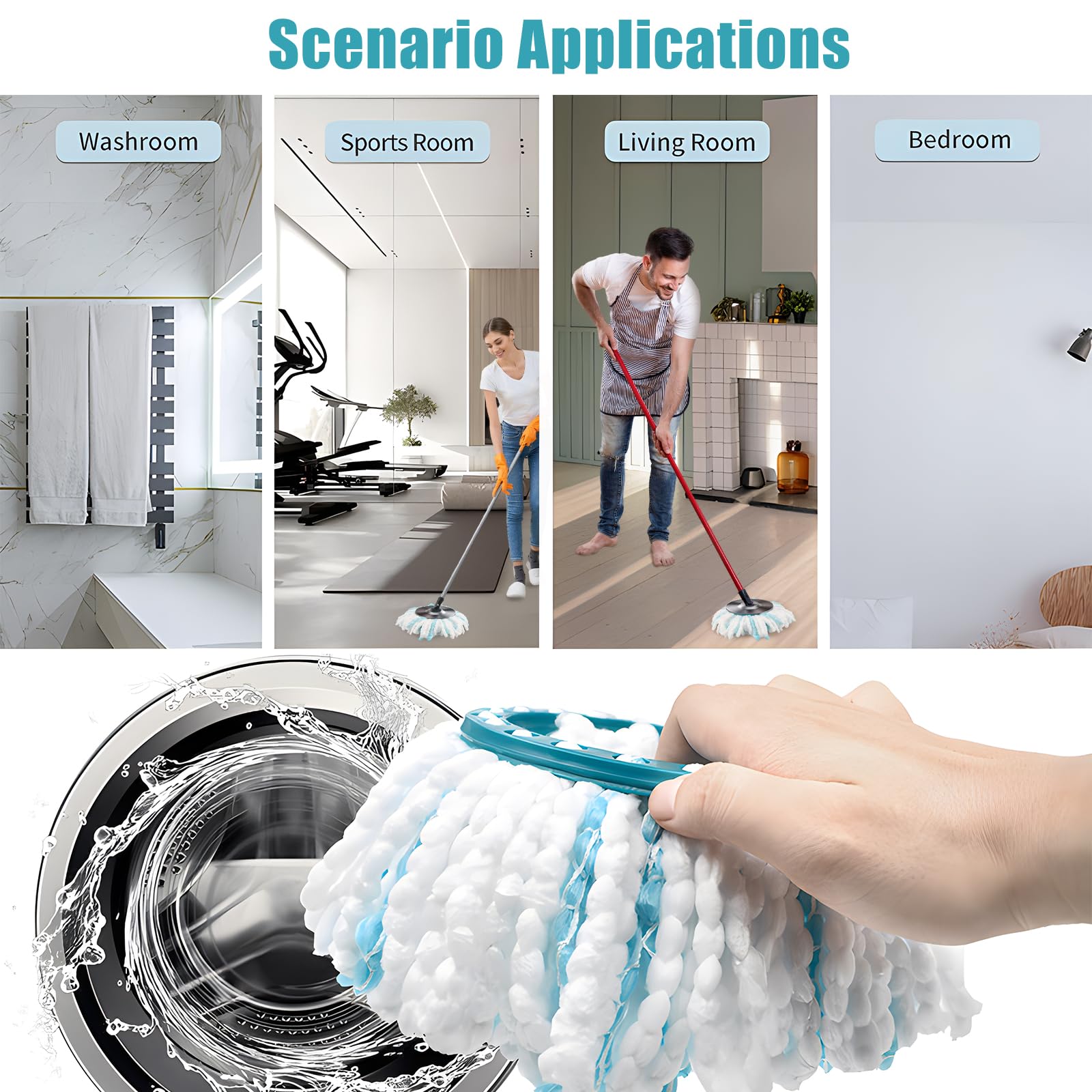 4 Pezzi per Leifheit Twist Disc Mop Ergo Ricambio Mocio Kit, Sistema a 2 Fibre Rotomop Clean Twist Disc Mop Active Ricariche, Testina Sostitutiva in Microfibra Adatto a Tutti i Pavimenti
