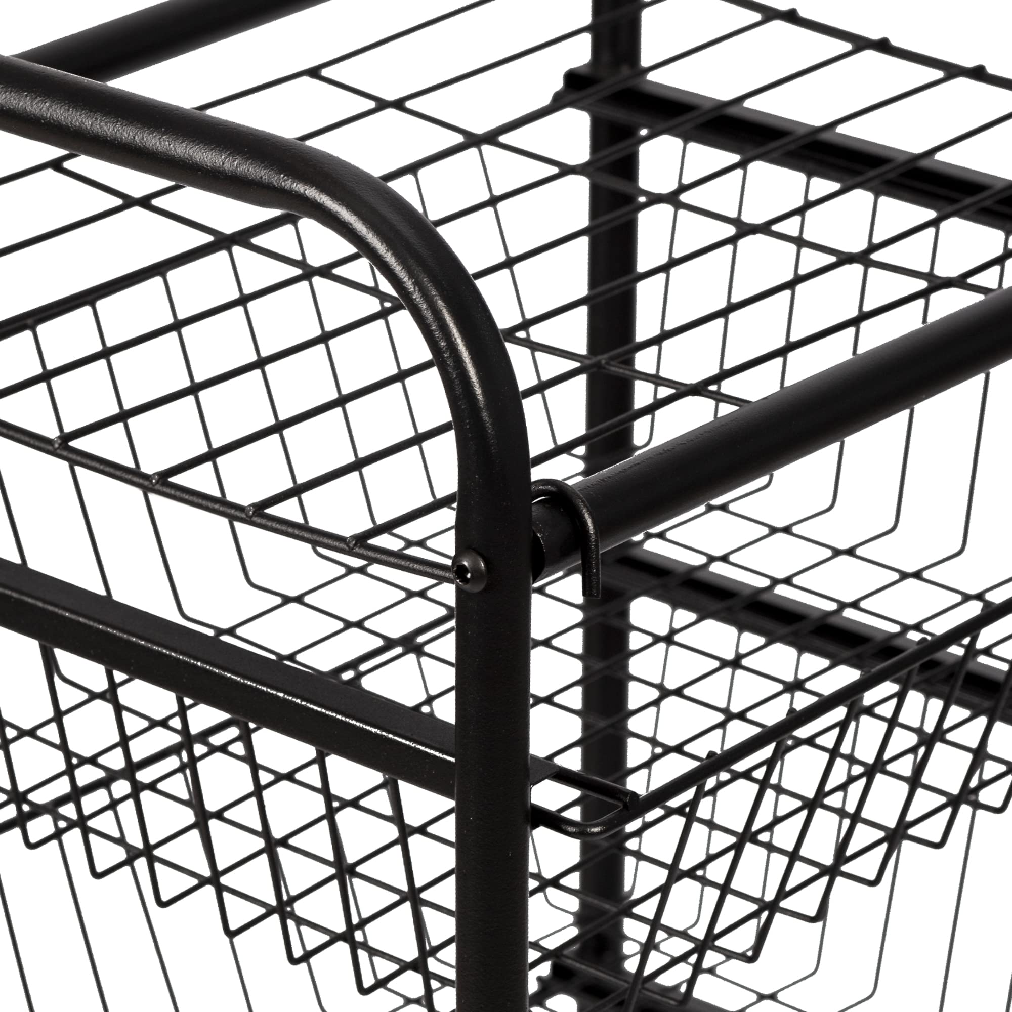 [en.casa] Carro de Servicio de 5 Niveles Carrito de Cocina con 4 Cestas 1 Estante de Rejilla Estantería Rodante Multiuso Metal 87 x 41 x 32 cm Negro