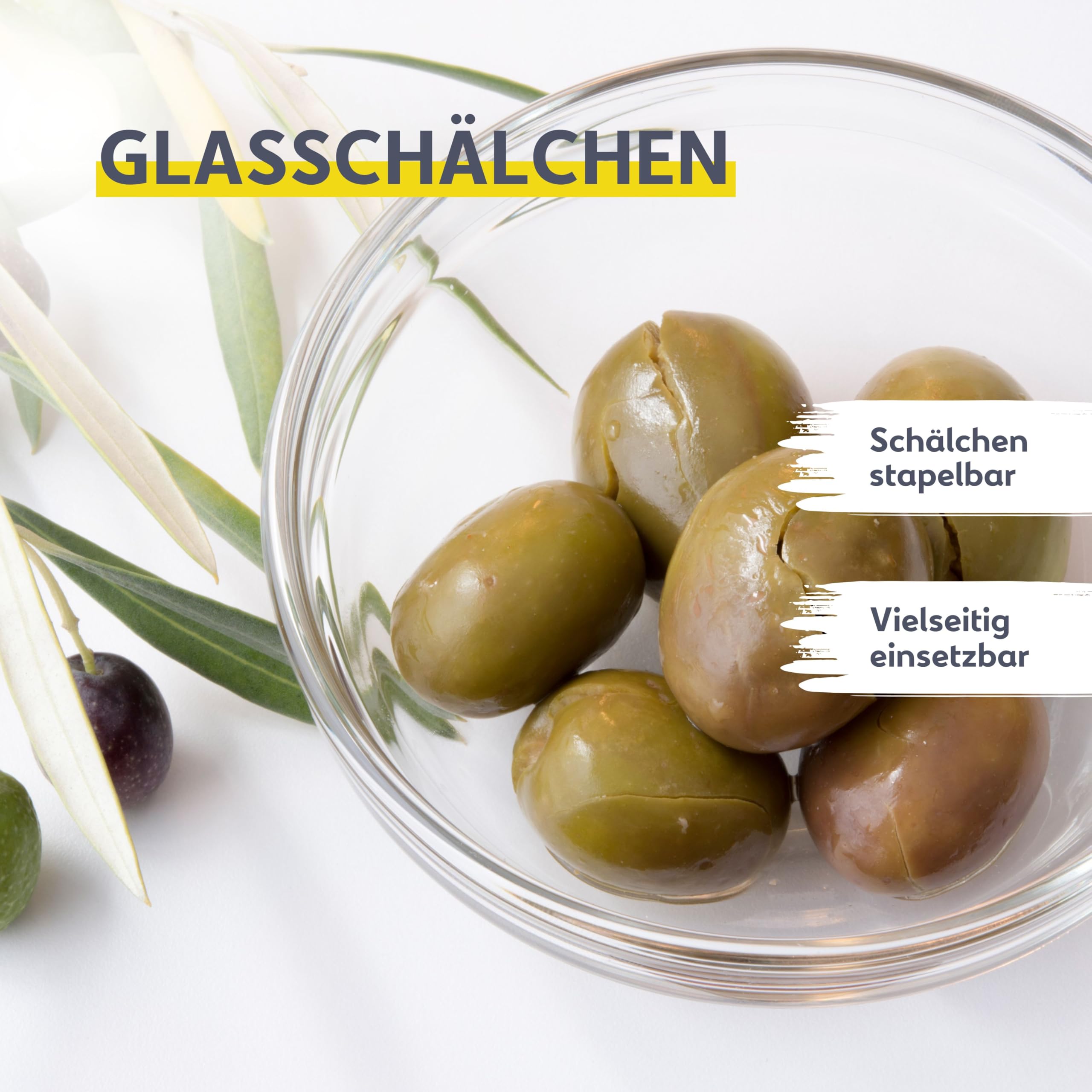 Provance Glas-Dipschalen Set – 12 Stück, 12 Cm Durchmesser, Stapelbar, Spülmaschinenfest