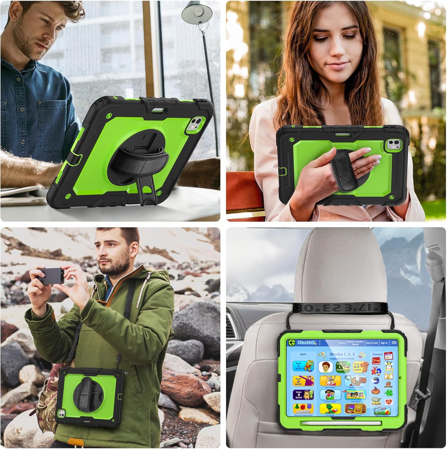 Herize Case Compatible with iPad Pro 13 Inch 7th Generation M4 with Screen Protector Pen Holder | Heavy Duty Silicone Rugged Protection Cover W/Stand Hand Shoulder Strap | Green
