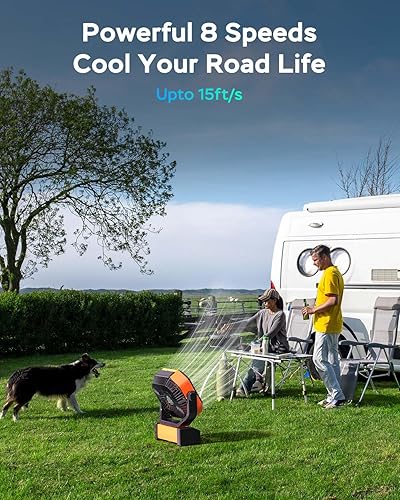 Miniatura 3 de Ventilador de camping con luz, ventilador de batería recargable de 20000 mAh, tiempo de enfriamiento máximo de 112 horas, 8 velocidades, pantalla