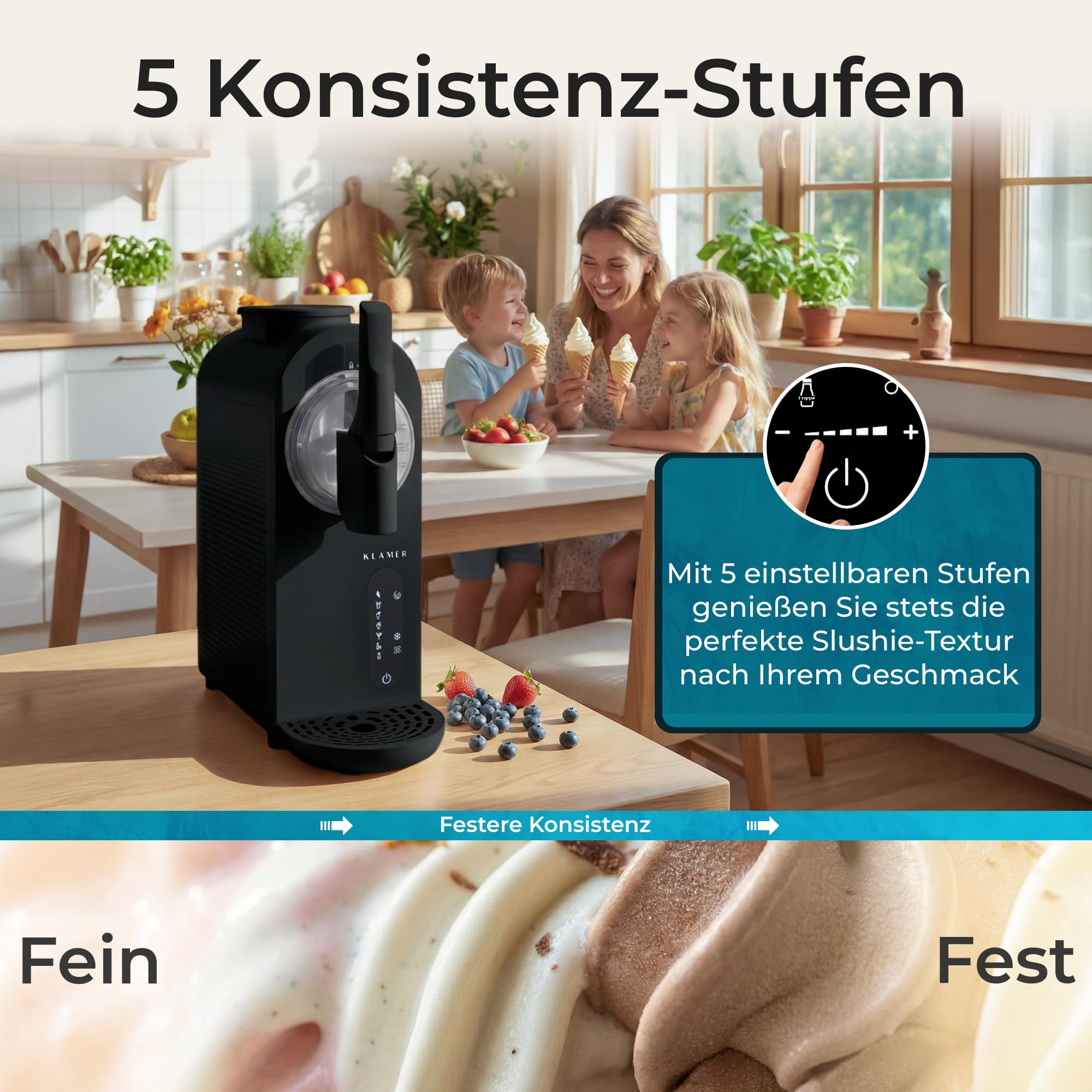 KLAMER Softeismaschine, Eismaschine & Slush Maschine mit 7 Programmen: Softeis, Slushie, Frappé u... Ansicht 5