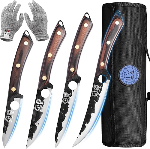 XYJ Juego de cuchillos de cocina profesional con cuchillas forjadas de acero de alto carbono, cuchillo de chef, cuchilla, cuchillo de tallar,