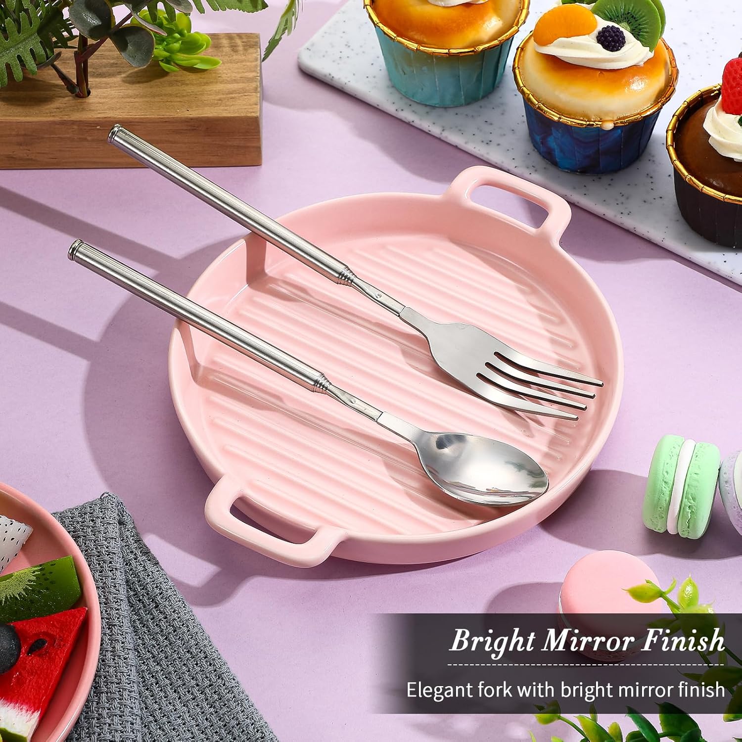 etery Extendable Fork Spoon Set Retractable Extend to 25 Inch Telescopic