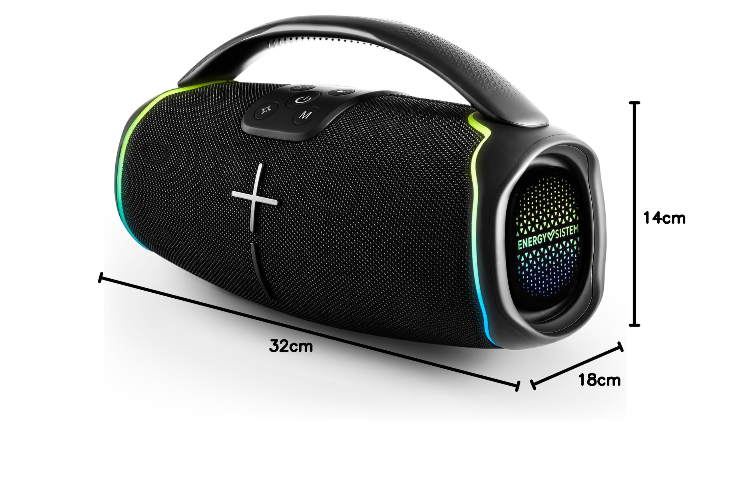 Energy Sistem TempoRave Altavoz Bluetooth Potente 80W con Deep Bass Bluetooth 5.3 True Wireless Stereo IPX6, 15H de bateria Luces LED RGB y MP3 USB/microSD