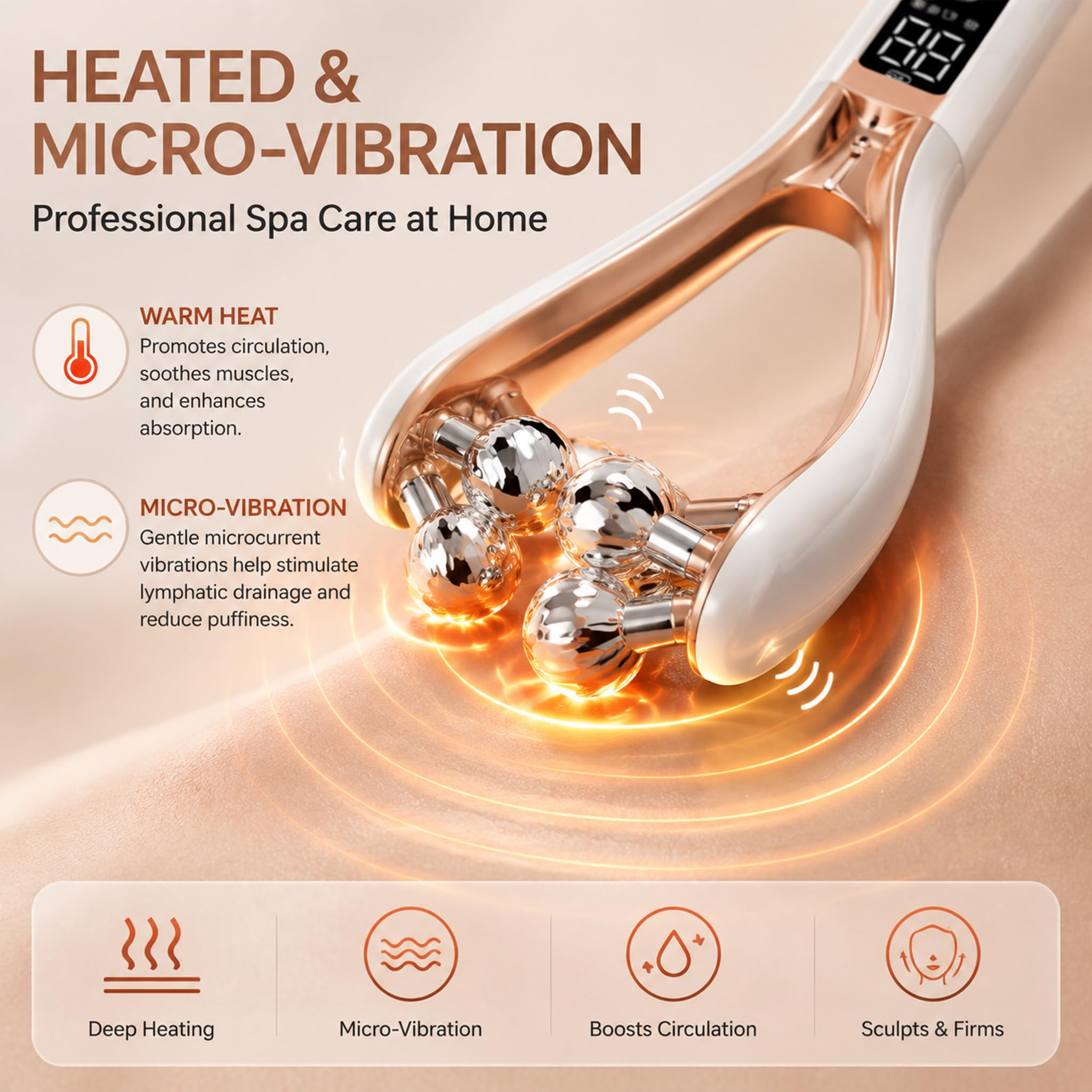 LumiSculpt Lymphatic Drainage Massager - 2026 New Heated Soothing Body Sculpting Tool, Facial Beauty Device, Lymphatic Contour Face Brush Face Roller for Home & Travel Use