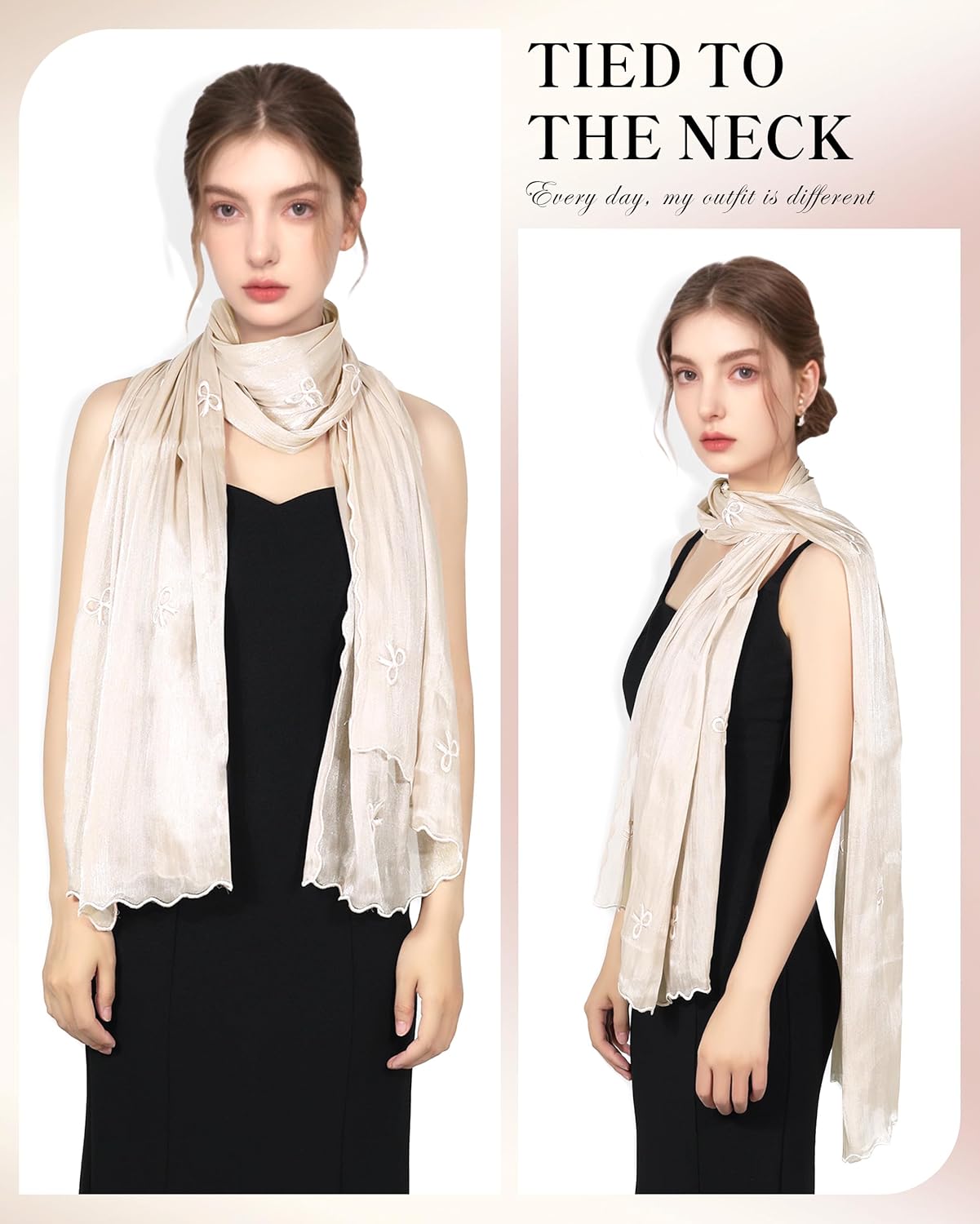 Shawl Wraps for Women - Shimmering Chiffon Scarves, Versatile Hijab Headscarf, Neck Scarf, Shawl for Evening Dresses - Image 3