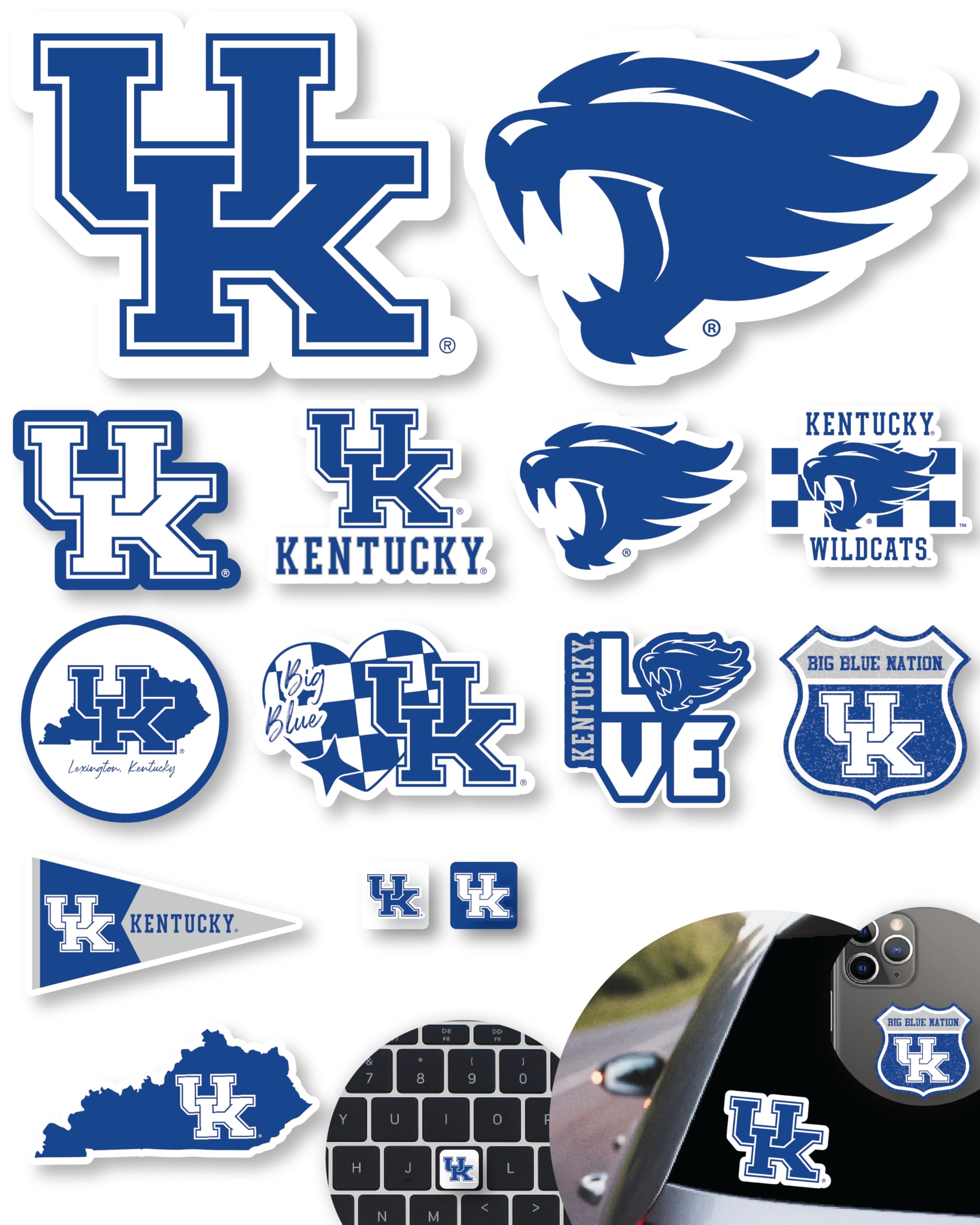 University Kentucky Stickers Decals Wildcats UK Merch Gifts Car 14 Pc