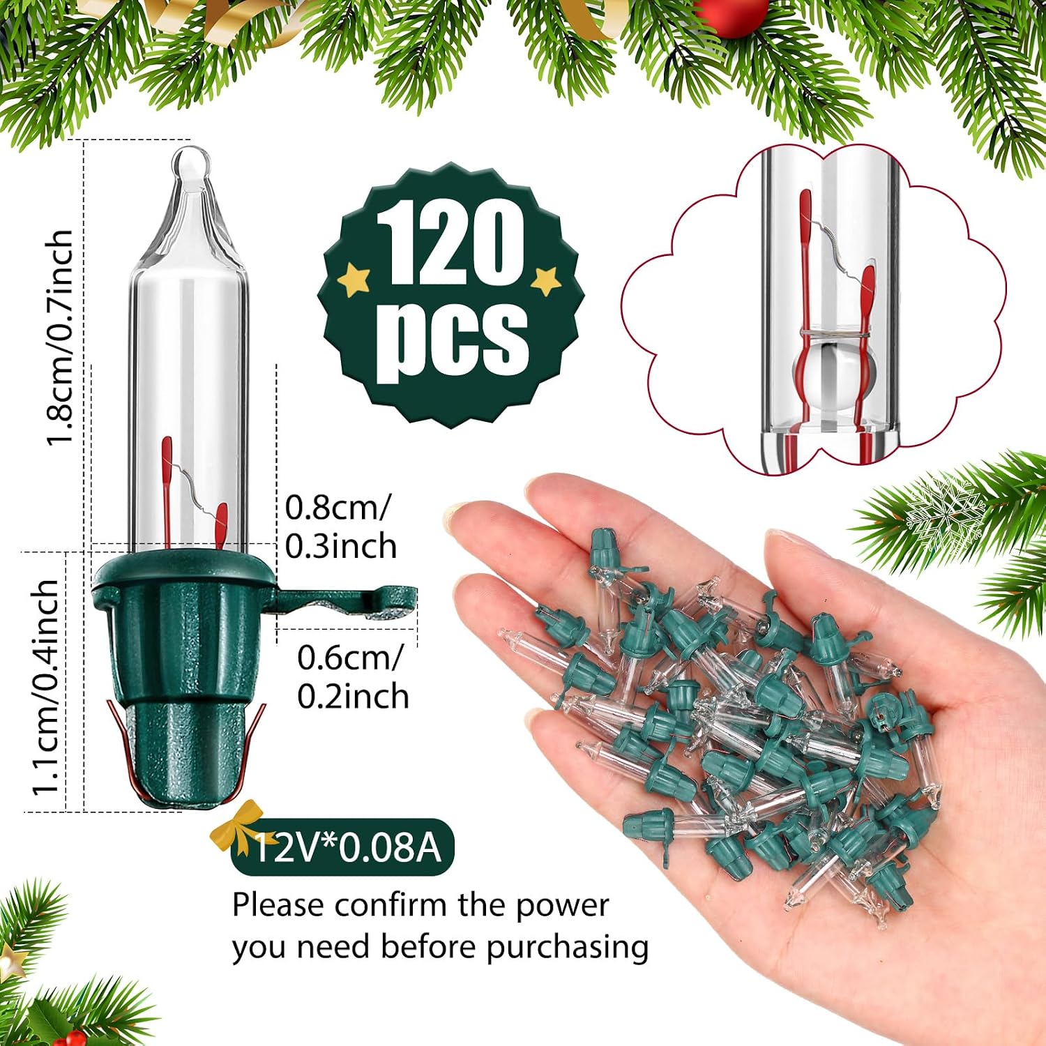Mudder 120 Pcs Christmas Replacement Light Bulbs, Warm White, 12v X 0.08a image 2