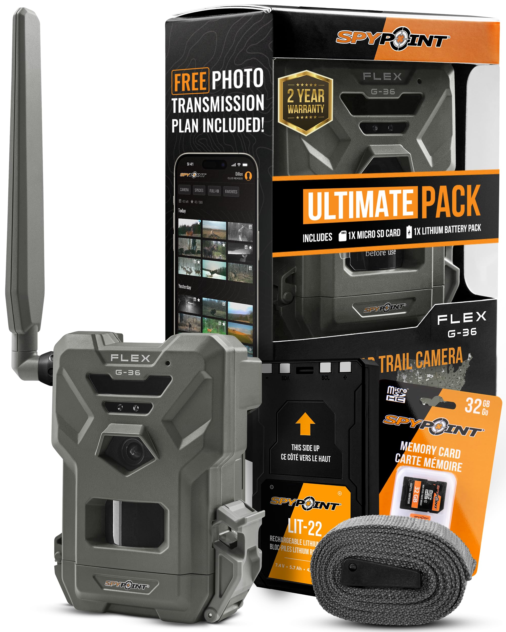 SPYPOINT Flex G-36 and SD Card Pack with LIT-22 | Cellular Trail