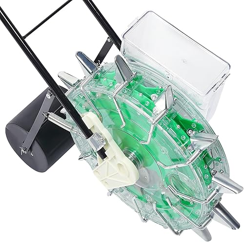 Miniatura 4 de TFCFL Sembradora manual de precisión, sembradora de semillas de jardín, sembradora de rodillo de empuje manual con 12 placas de semillas para