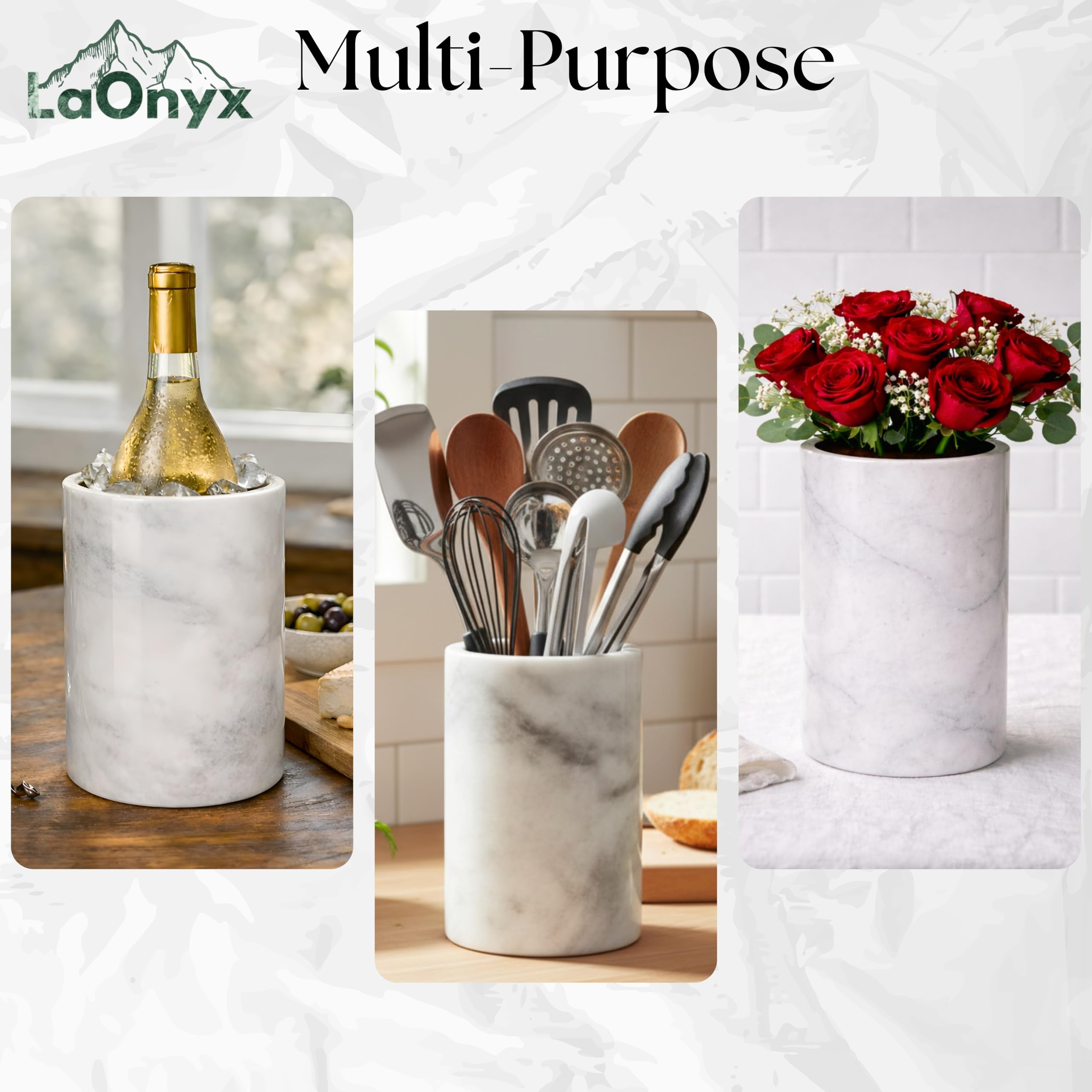 Marble Wine Chiller Bucket for 750ml Bottles, Natural Stone Wine & Champagne Bucket, Elegant Bottle Chiller for Dining Table, Keeps White Wine Cold, Luxury Home & Bar Decor - White — Amazon image 6