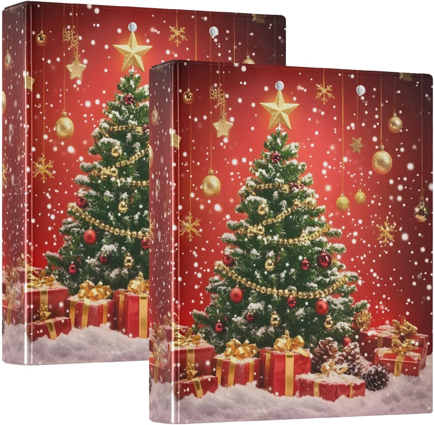 3 Ring Binder Christmas Tree Gift Box 1.5 inch Binders Three Ring Binders with Clipboard Fit 8.5'' x 11'' Paper 3 Interior PVC Clear Pockets for Office Supplies - Image 9