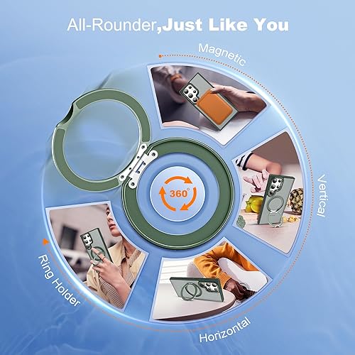 Miniatura 3 de SureArmor Funda para Samsung Galaxy S24 Ultra con soporte de anillo magnético giratorio de 360 compatible con MagSafe protección de grado militar