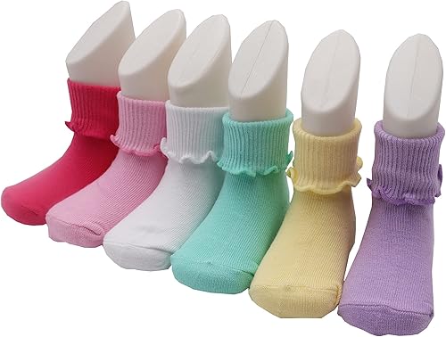 Miniatura 2 de 6 y 12 pares de calcetines de algodón con volantes para bebés y niños pequeños