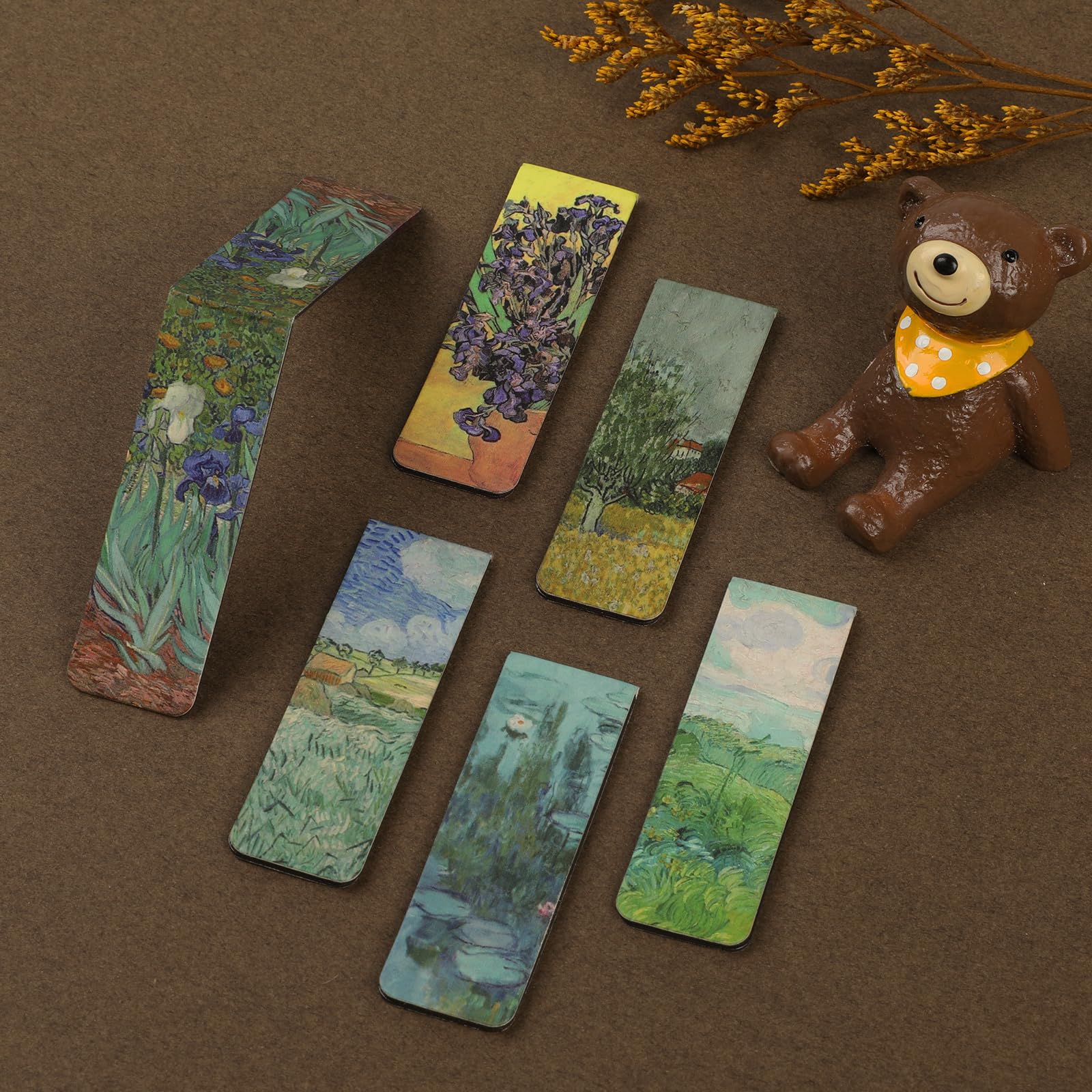 Simpeak 12 Piezas Marcadores Magnéticos Van Gogh Monet Marcapáginas Clip para Lectores