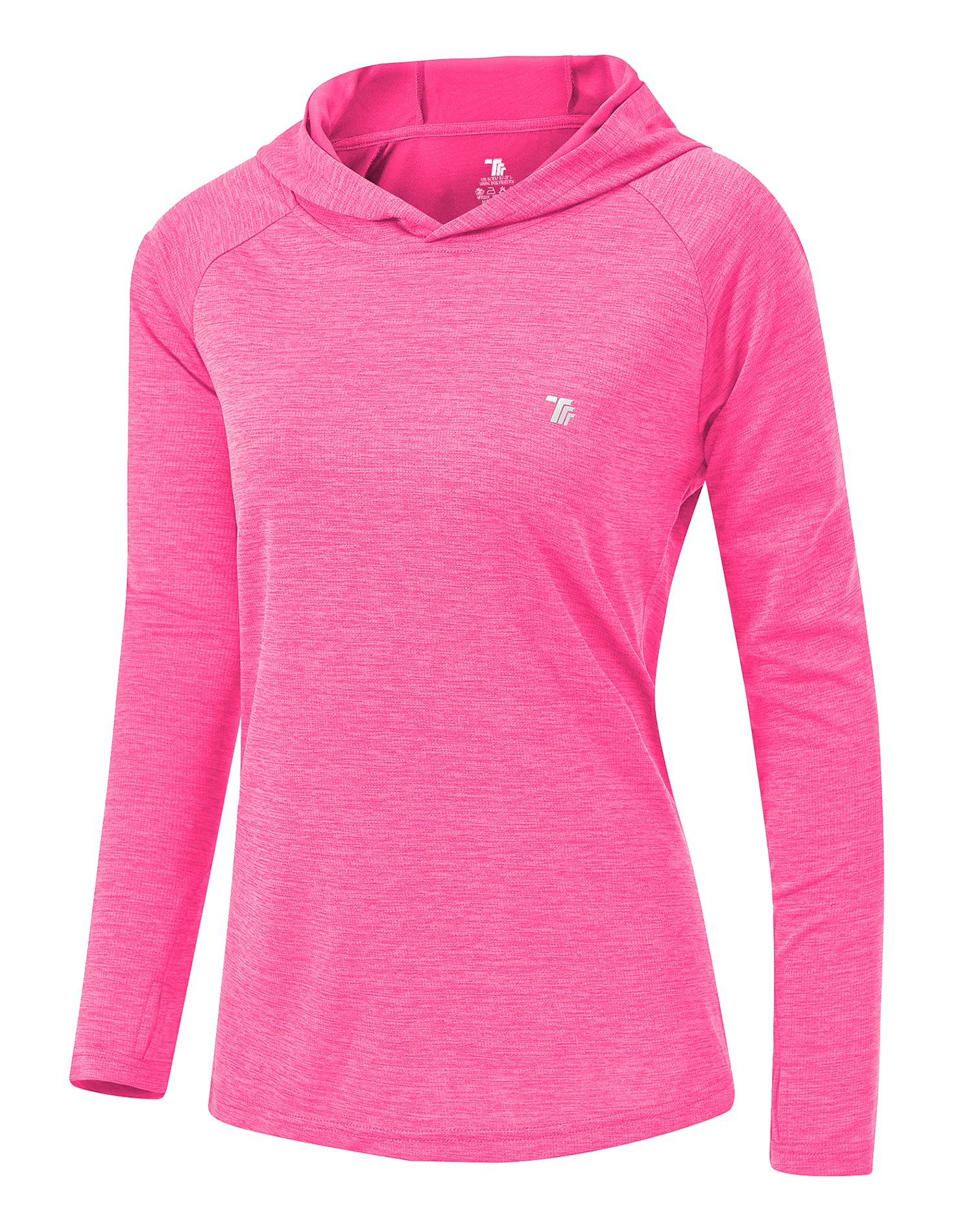 YSENTO Damen Laufshirt Langarm Sportshirt UPF 50+ Schnelltrocknend UV Schutz Hoodie Pullover Wandershirt mit Daumenlöcher