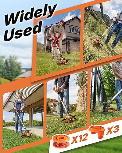 Miniatura 7 de Eventronic Paquete de 15 WA0010 Bobinas de Línea de Recortadora de Repuesto Compatible con Worx, Repuestos de Línea de Recortadora de 0.065 pulgadas