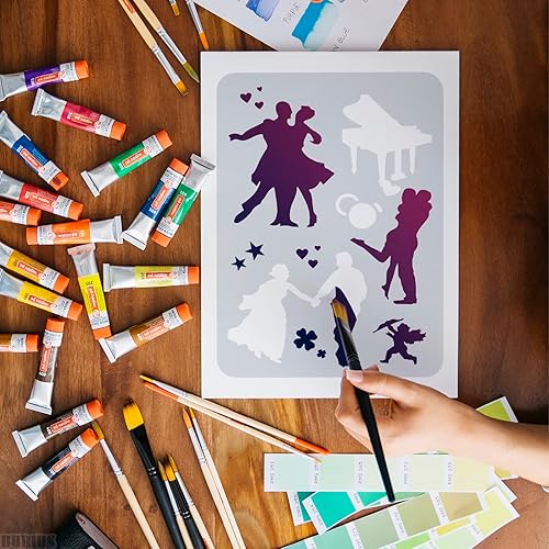 Miniatura 4 de Plantillas de arte para pintar  12 plantillas de personas para pintura de roca, álbumes de recortes, plantillas de diario de viñetas para pintar