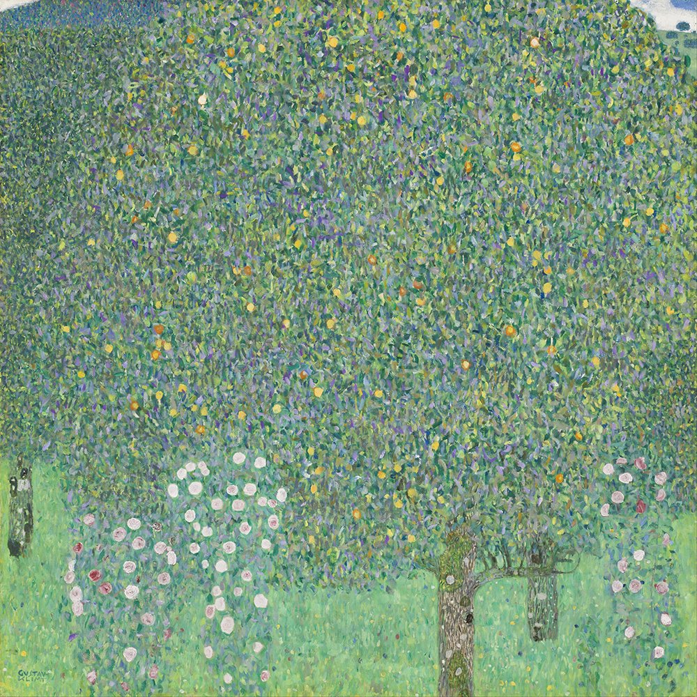 Affiche Rosebushes Under The Trees de Gustav Klimt, impression d'art mate grand format