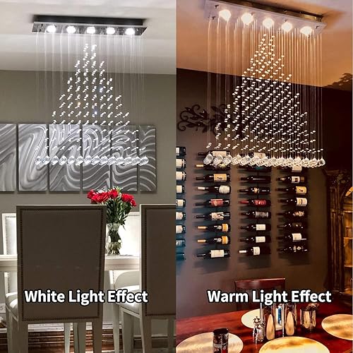 Miniatura 7 de CRYSTOP Modern 4-Tier Luxury K9 Cyrstal Chandelier for Dining Room, Black Flush Mount Ceiling Pendant Light Fixture for Foyer Entryway High Ceilings