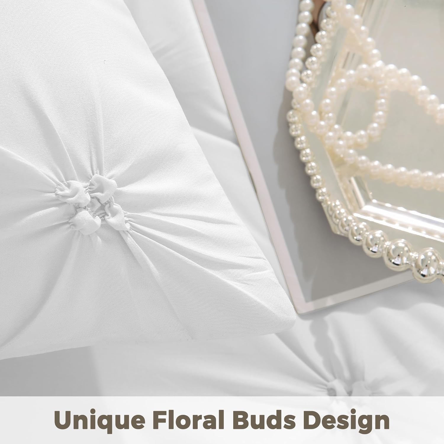 WOLKI King Size Comforter Set White, 3 Pieces Bed Lightweight Solid Bedding Comforters Sets, All Season Fluffy Down Alternative Comforter Bed Set Quilt Blanket (White, King) - Image 3