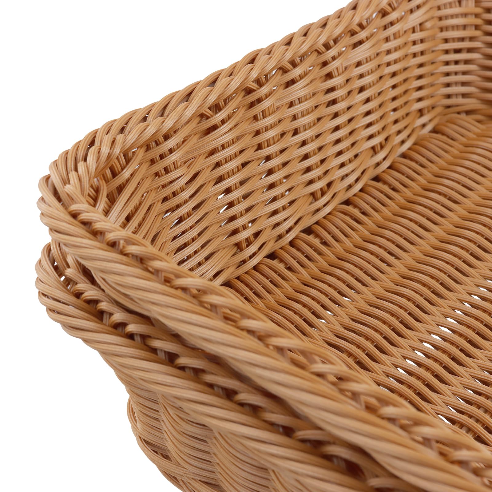 ZOENHOU 2 cestini rettangolari intrecciati per il pane 40 x 30 x 8 cm, in rattan sintetico ermetico, organizer da cucina con design impilabile, cesti di vimini per hotel, ristoranti
