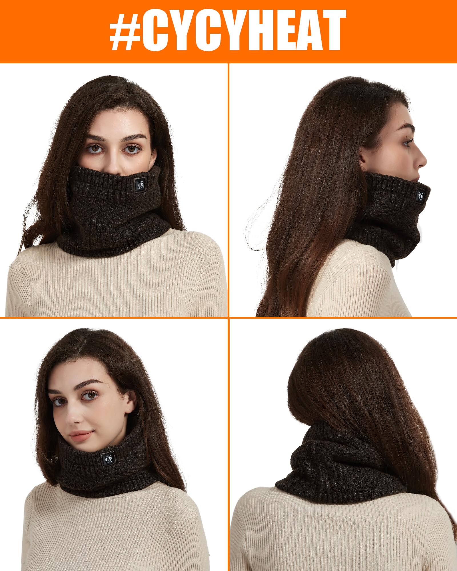CYCYHEAT Chauffe-nuque chauffant - Écharpe électrique avec batterie externe de 4000 mAh - 3 niveaux de chauffage - Pour homme et femme - Idéal pour la chasse, la pêche, le camping, la randonnée