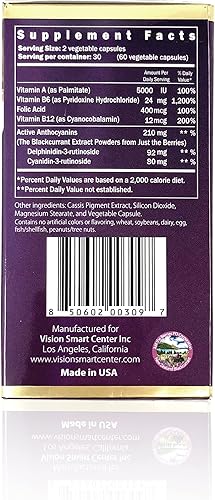 Miniatura 9 de Vision Smart Supreme - Suplemento superior para los ojos, ingredientes nutracéuticos premium con 210 mg de antocianinas puras de D3R y C3R, cápsulas